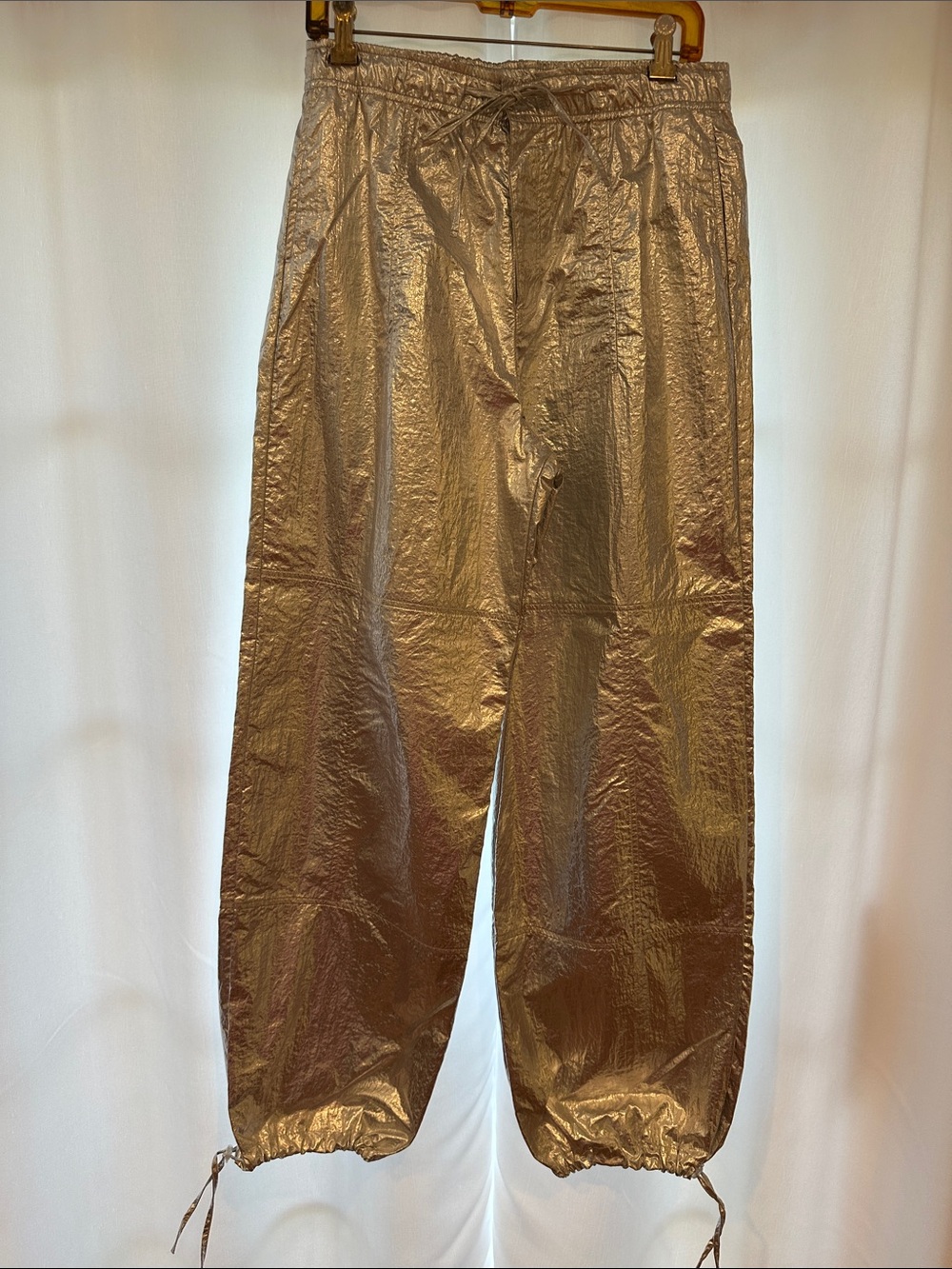 Zara Metallic Silver Drawstring Track Trousers